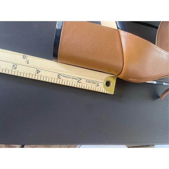 Brooks Brothers Color Block Stacked Heel Sandals Navy Blue Tan Size 8 - Picture 8 of 10